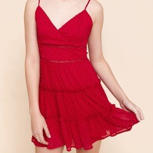 Zara Red Polka Dot tiered Mini Dress Angelise